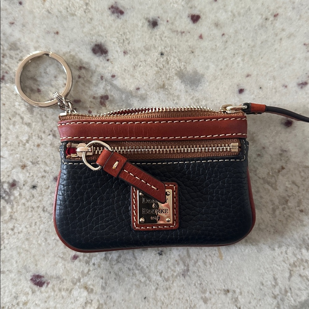 Dooney & Bourke Black and Tan Leather Coin Pouch - Picture 3 of 3
